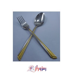 سرویس قاشق و چنگال 24 نفره 120 پارچه AyD مدل ناخنی نیمه طلایی